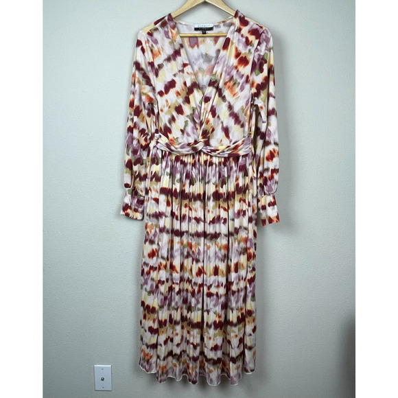 Eloquii Elements Surplice Midi Dress Size 14/16 Forest Fairy Lettuce Hem - Picture 1 of 9